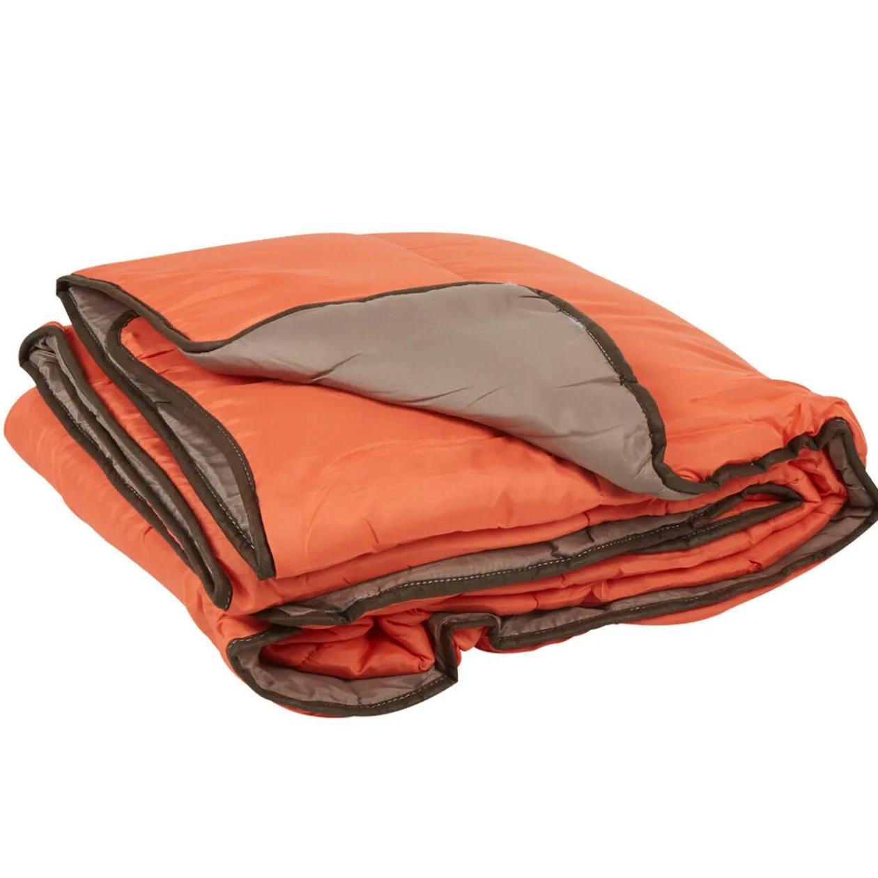 Couette 1 place bicolore taupe et orange