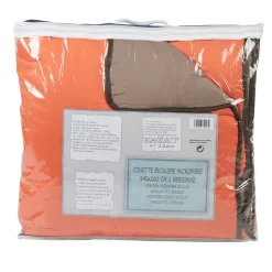 Couette 1 place bicolore taupe et orange