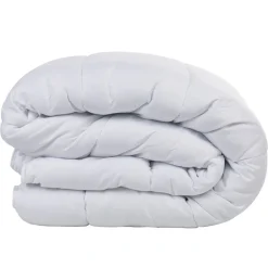 Couette unie blanche tissu embossé bords arrondis 2 personnes