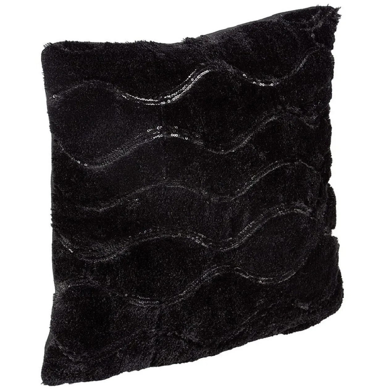 Coussin à fourrure et sequins