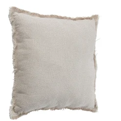 Coussin à franges carré beige