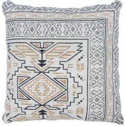 Coussin beige motif ethnique