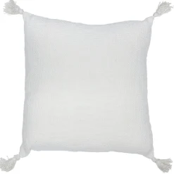 Coussin blanc avec pompons