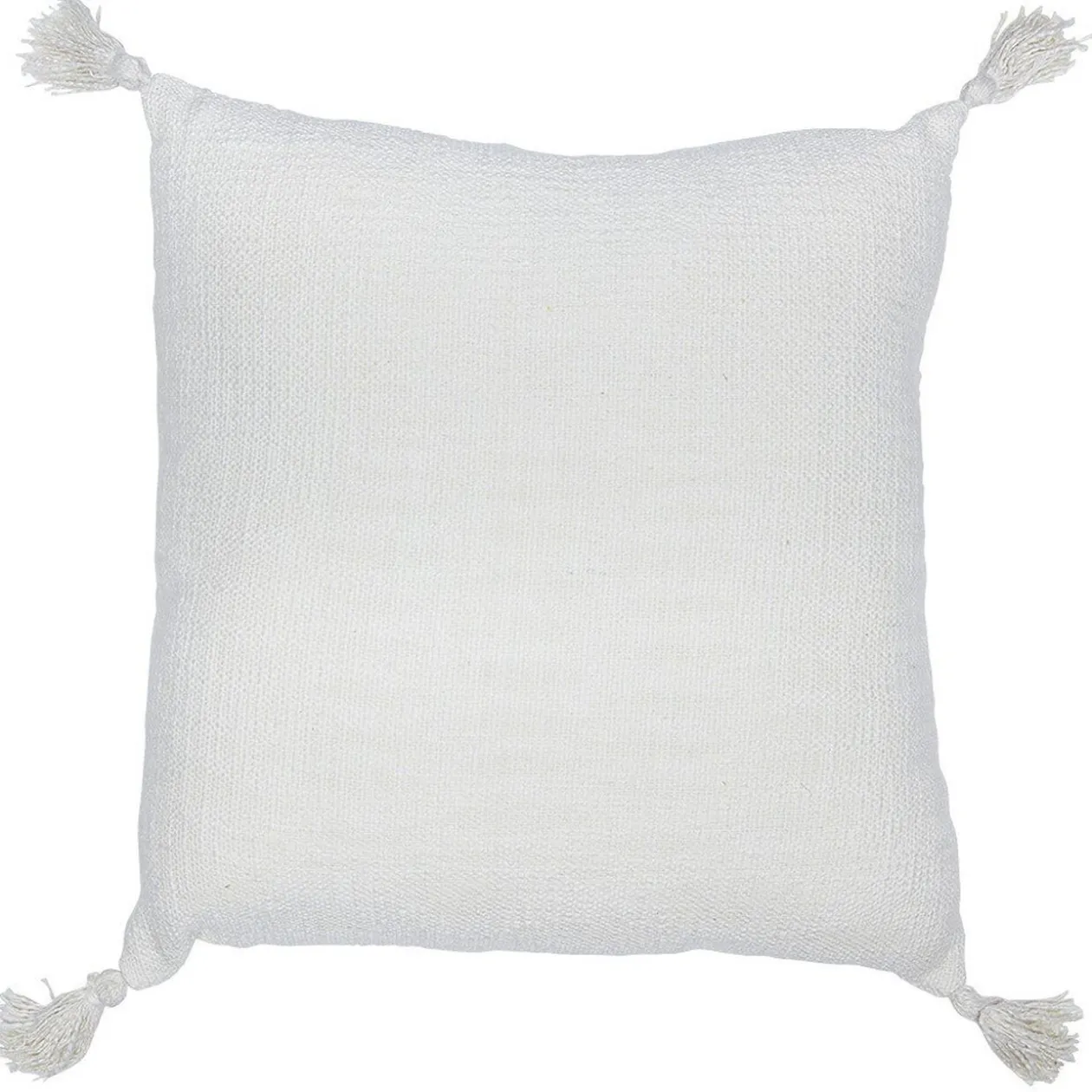 Coussin blanc avec pompons