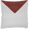 Coussin blanc et triangle rouge en coton
