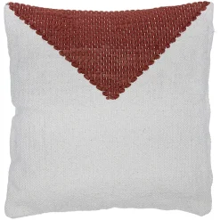 Coussin blanc et triangle rouge en coton
