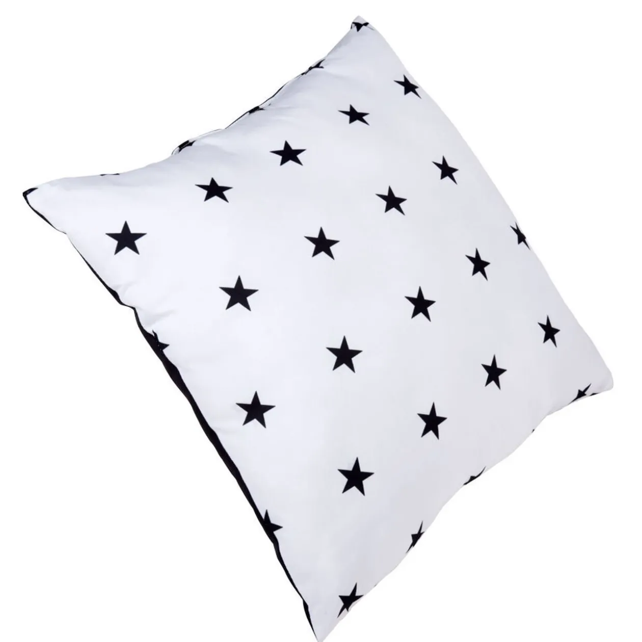 Coussin blanc motif étoiles noires