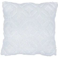 Coussin blanc pailletté effet fourrure
