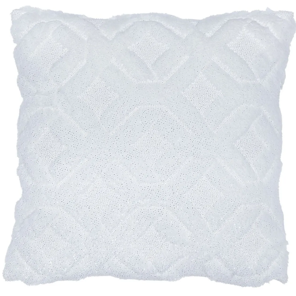 Coussin blanc pailletté effet fourrure