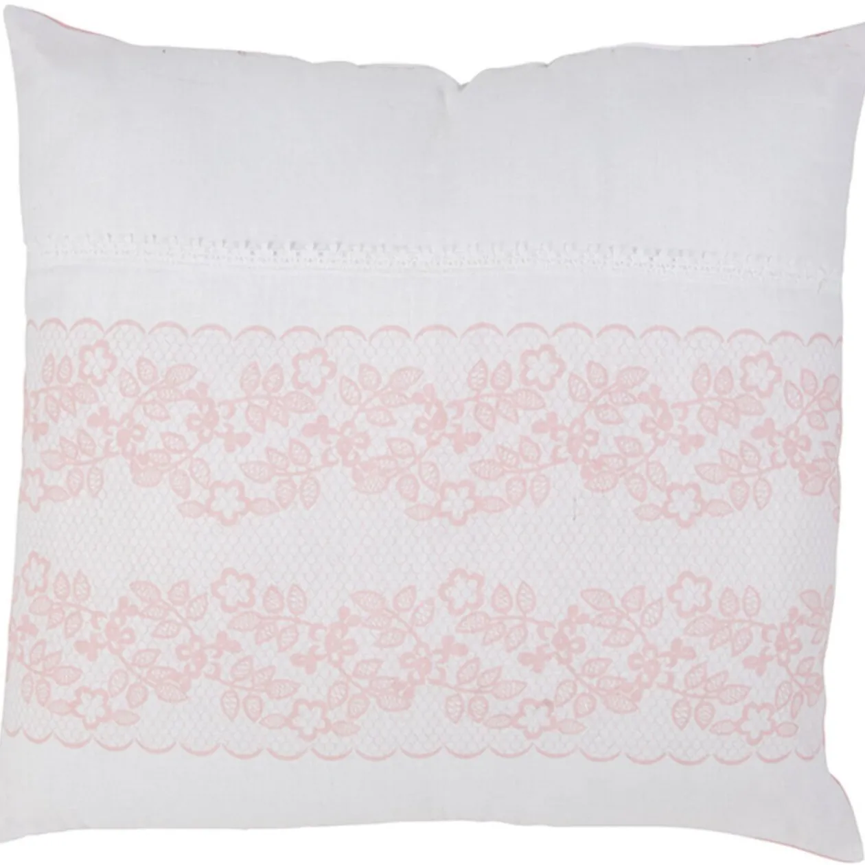 Coussin blanc rose Muranu romantique dentelle