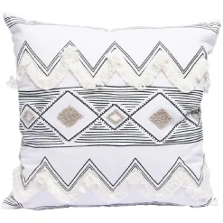 Coussin carré brodé berbère franges 40x40 cm