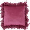 Coussin carré contour plume rouge bordeaux 50x50cm