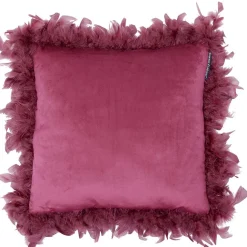 Coussin carré contour plume rouge bordeaux 50x50cm