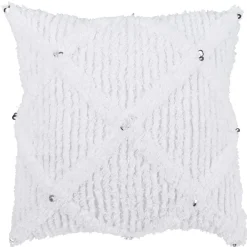 Coussin carré coton blanc à sequins Serenity