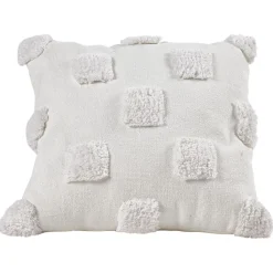Coussin carré écru motif tufté carré 40x40cm