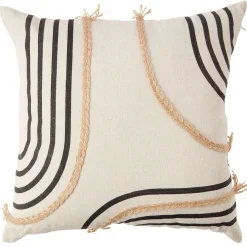 Coussin carré décor jute brodé 40x40 cm