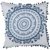 Coussin carré design Cyclade effet lin blanc et bleu
