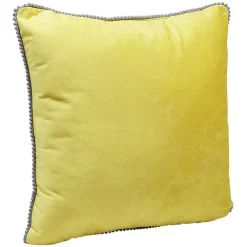 Coussin carré gris et moutarde