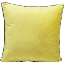 Coussin carré gris et moutarde