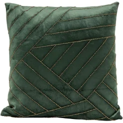 Coussin carré imitation velours décor perles 40x40cm