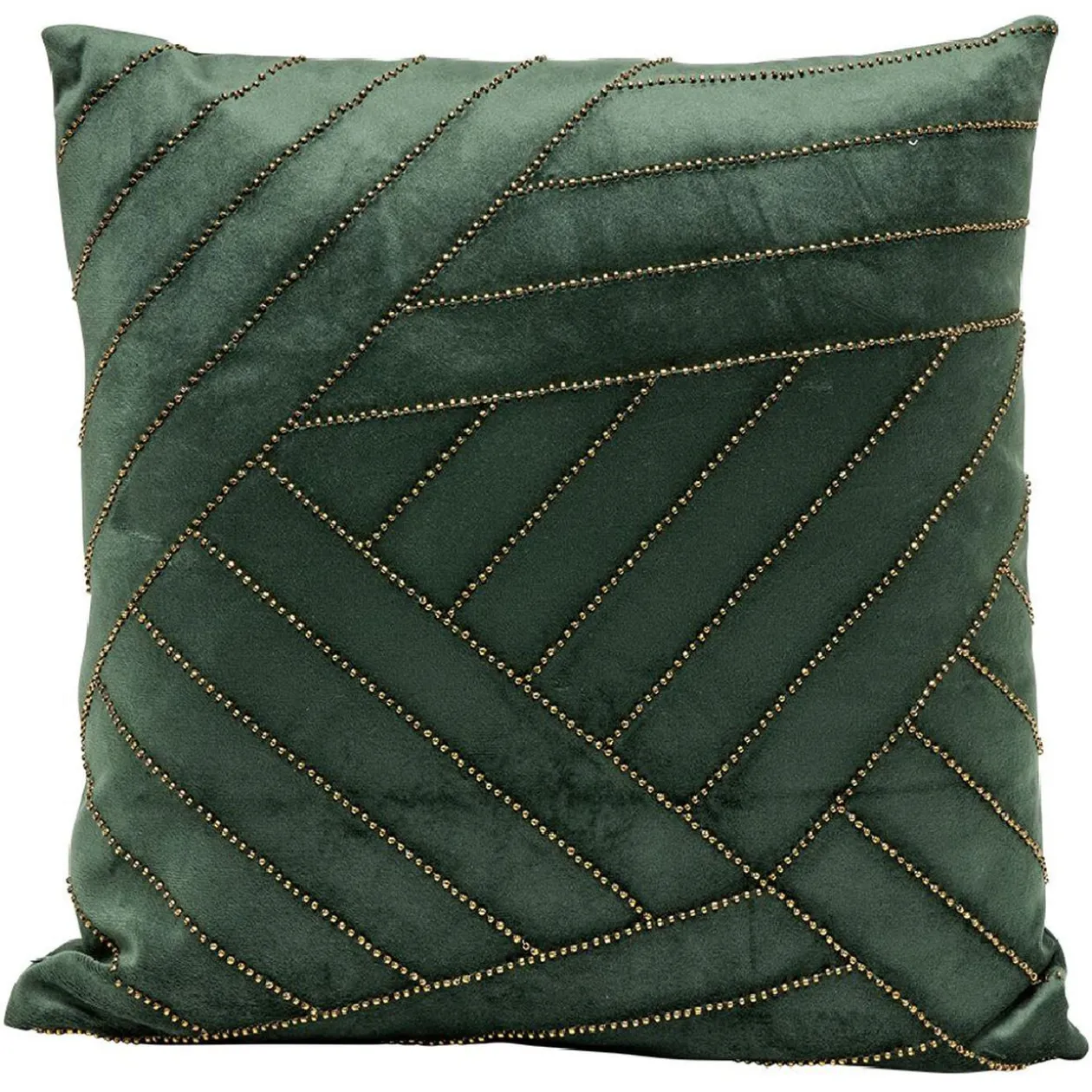 Coussin carré imitation velours décor perles 40x40cm