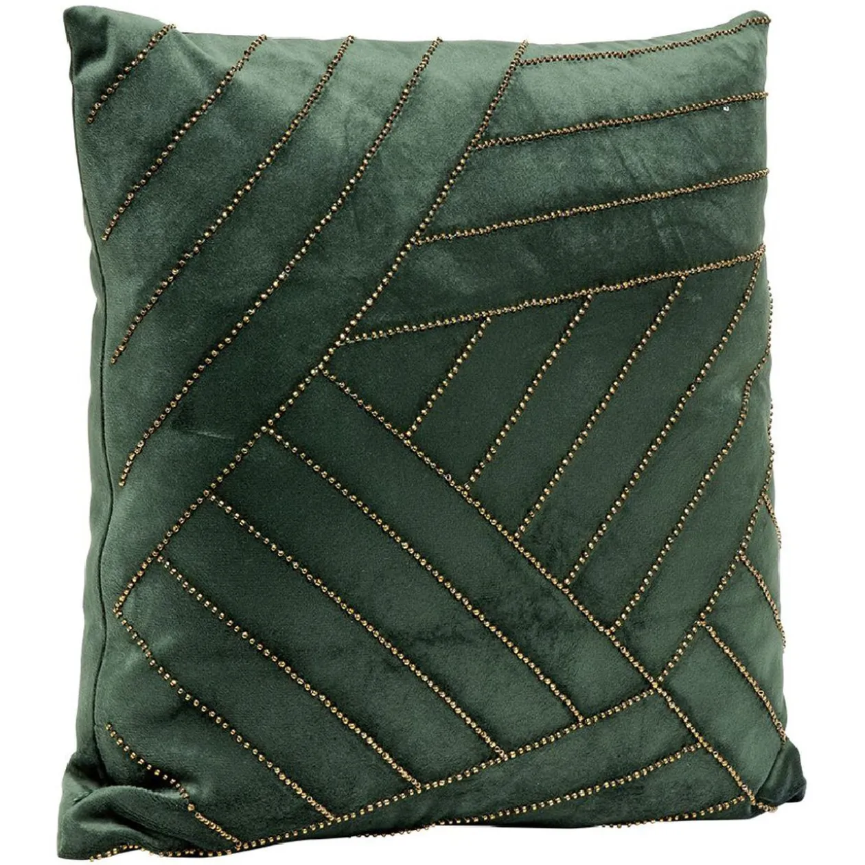 Coussin carré imitation velours décor perles 40x40cm