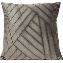 Coussin carré imitation velours décor perles 40x40cm