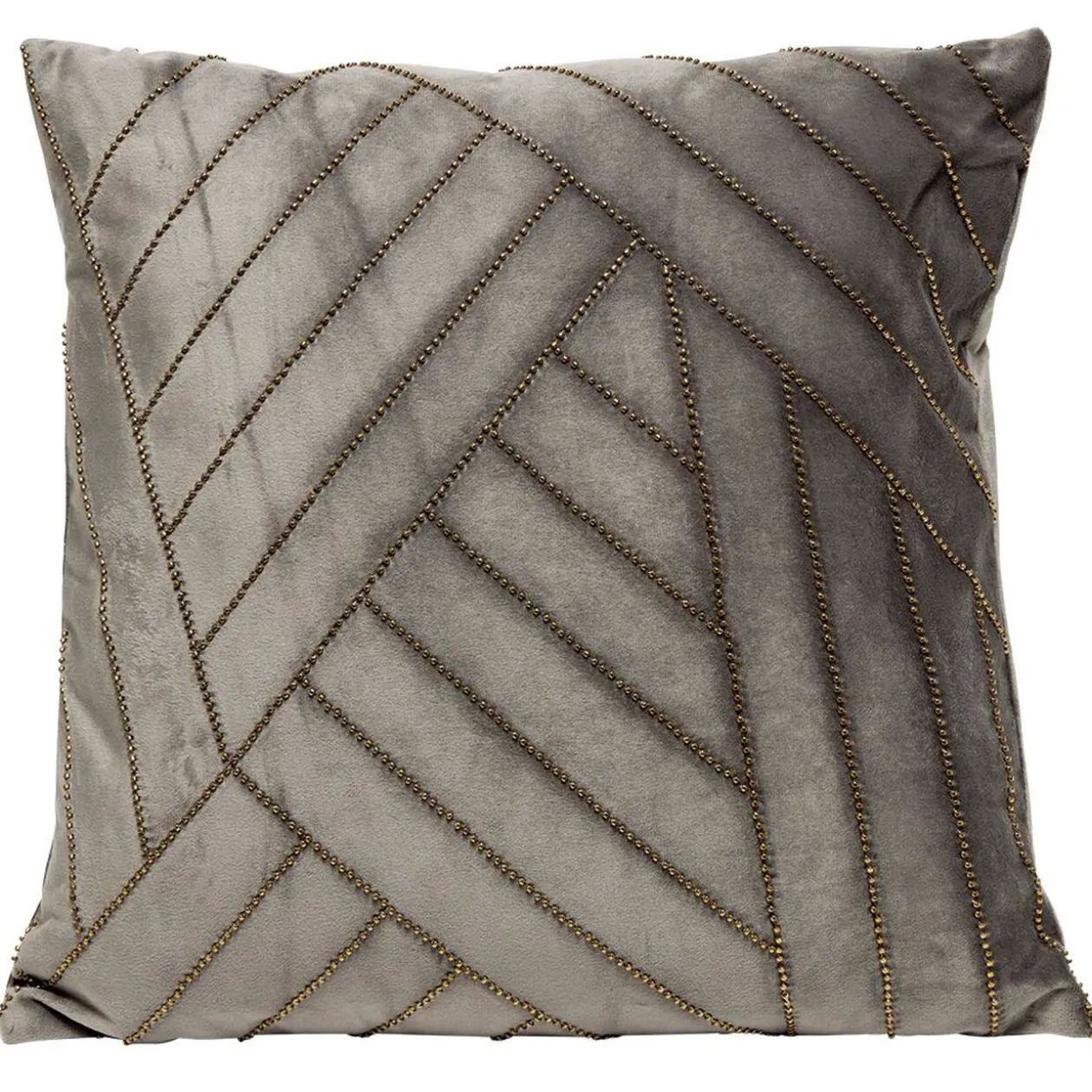 Coussin carré imitation velours décor perles 40x40cm