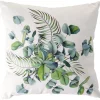 Coussin carré imprimé feuillage vert et blanc 45x45cm