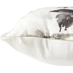 Coussin carré imprimé floral blanc et gris 45x45cm