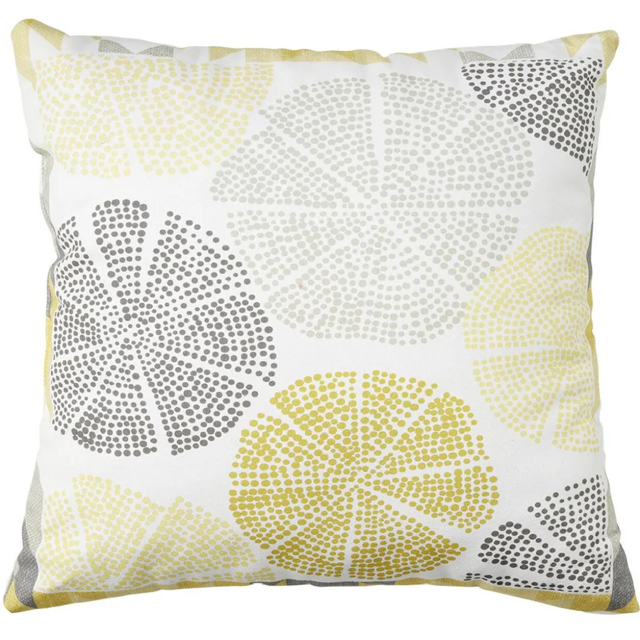 Coussin carré Laura imprimé ronds et points jaune gris