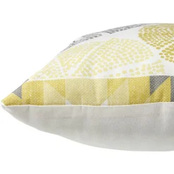 Coussin carré Laura imprimé ronds et points jaune gris