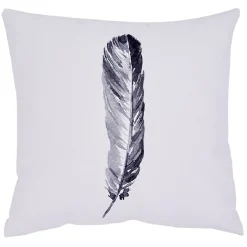 Coussin carré motif plume coton
