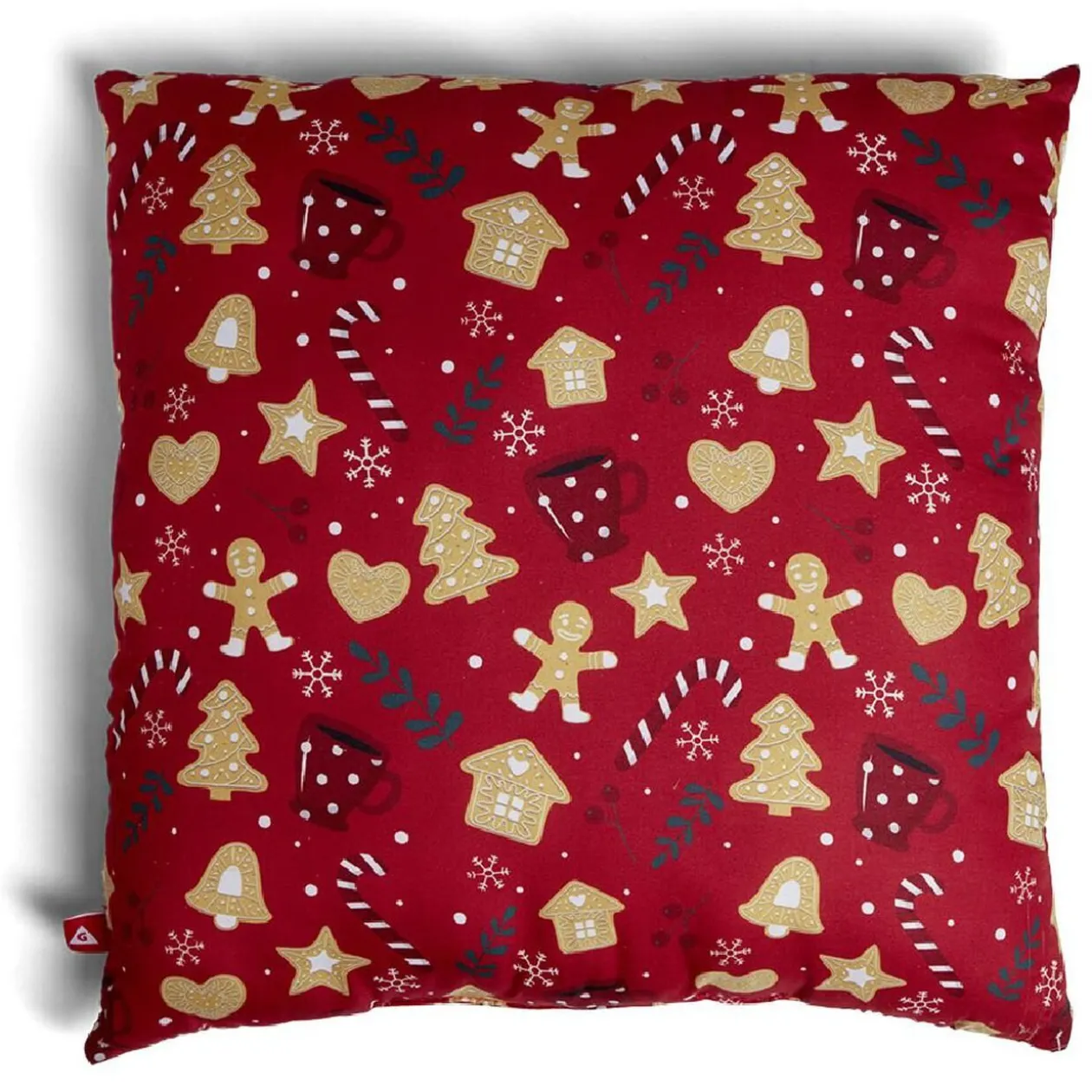 Coussin carré Noël motif biscuit sucre d'orge rouge 40x40cm