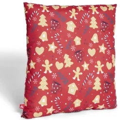 Coussin carré Noël motif biscuit sucre d'orge rouge 40x40cm