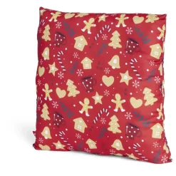 Coussin carré Noël motif biscuit sucre d'orge rouge 40x40cm