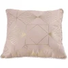 Coussin carré rose poudré motif géométrique doré 40x40cm