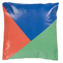 Coussin carré tricolore bleu vert rouge