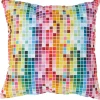 Coussin carreaux multicolores