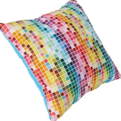 Coussin carreaux multicolores