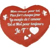 Coussin coeur je t'aime rouge