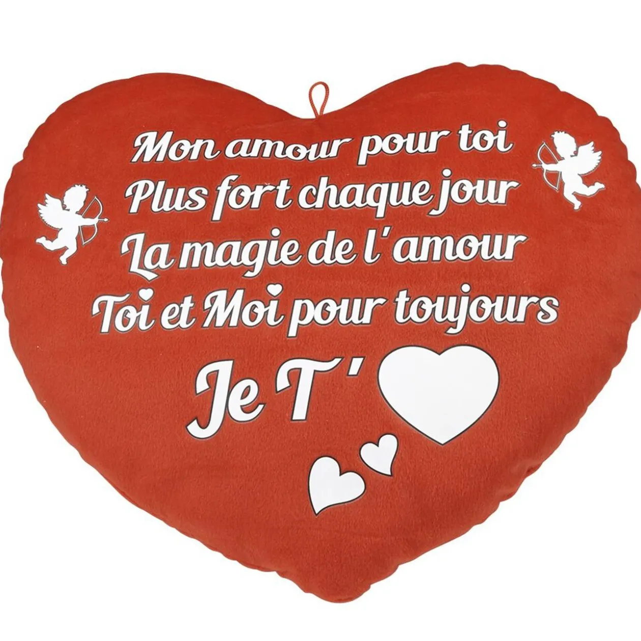 Coussin coeur je t'aime rouge