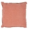 Coussin couleur argile rouge délavé avec frange