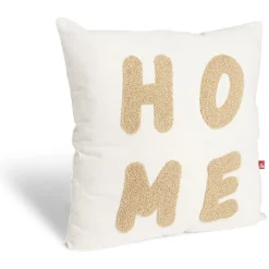 Coussin déco carré "Home" beige et taupe 38x38cm