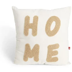 Coussin déco carré "Home" beige et taupe 38x38cm