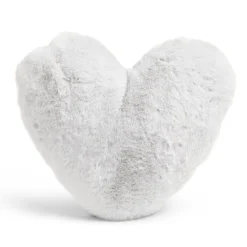 Coussin déco coeur 40x30cm polyester gris ou blanc