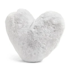 Coussin déco coeur 40x30cm polyester gris ou blanc