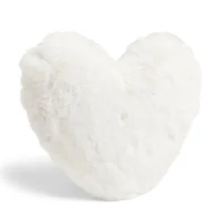 Coussin déco coeur 40x30cm polyester gris ou blanc