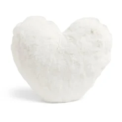 Coussin déco coeur 40x30cm polyester gris ou blanc