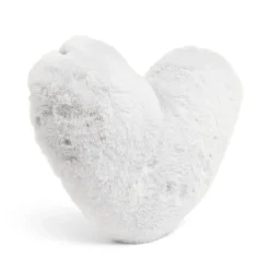 Coussin déco coeur 40x30cm polyester gris ou blanc